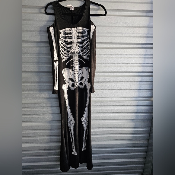 Women's Bone Appétit Skeleton Long Dress Costume - Picture 4 of 10